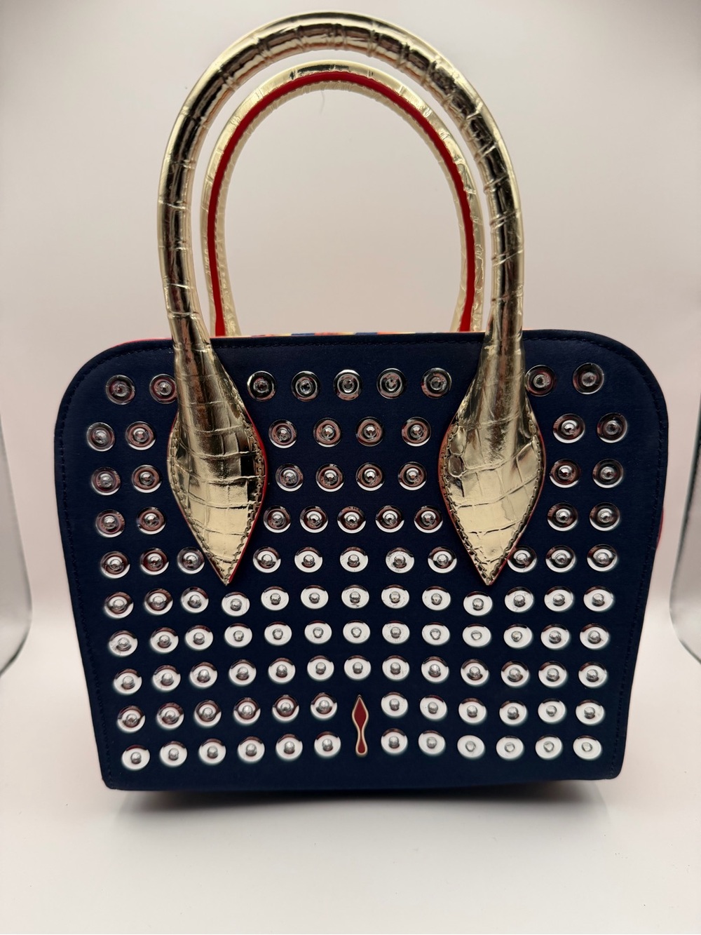 Christian Louboutin Eloise Top Handle Bag Embellished Printed Satin Mini. W/COA - Picture 5 of 14